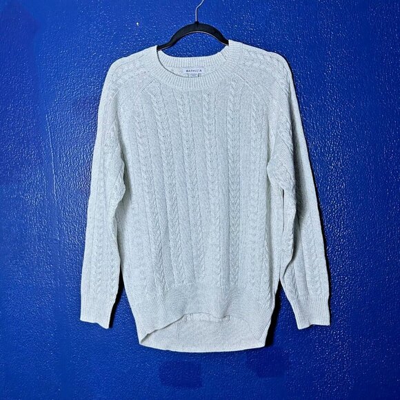 Athleta Crossroads Silver Crew Neck Cable Wool Knit Pullover Sweater Size S - Picture 5 of 12